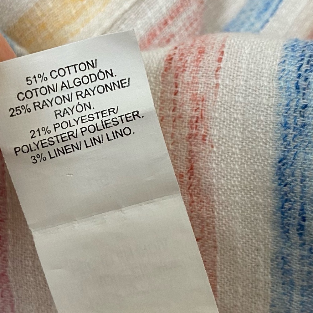 Lucky Brand Split Back Striped Button Front Lightweight Top - Picture 13 of 15